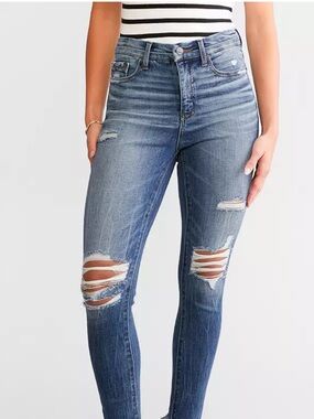 Buckle Black Fit No.75 Skinny Jeans Destruction Women's Size 26 x 29 Stretch